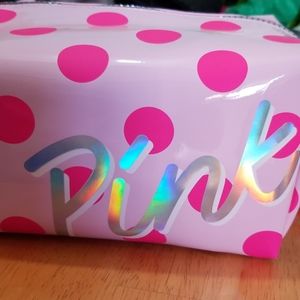 PINK polka dot beauty bag